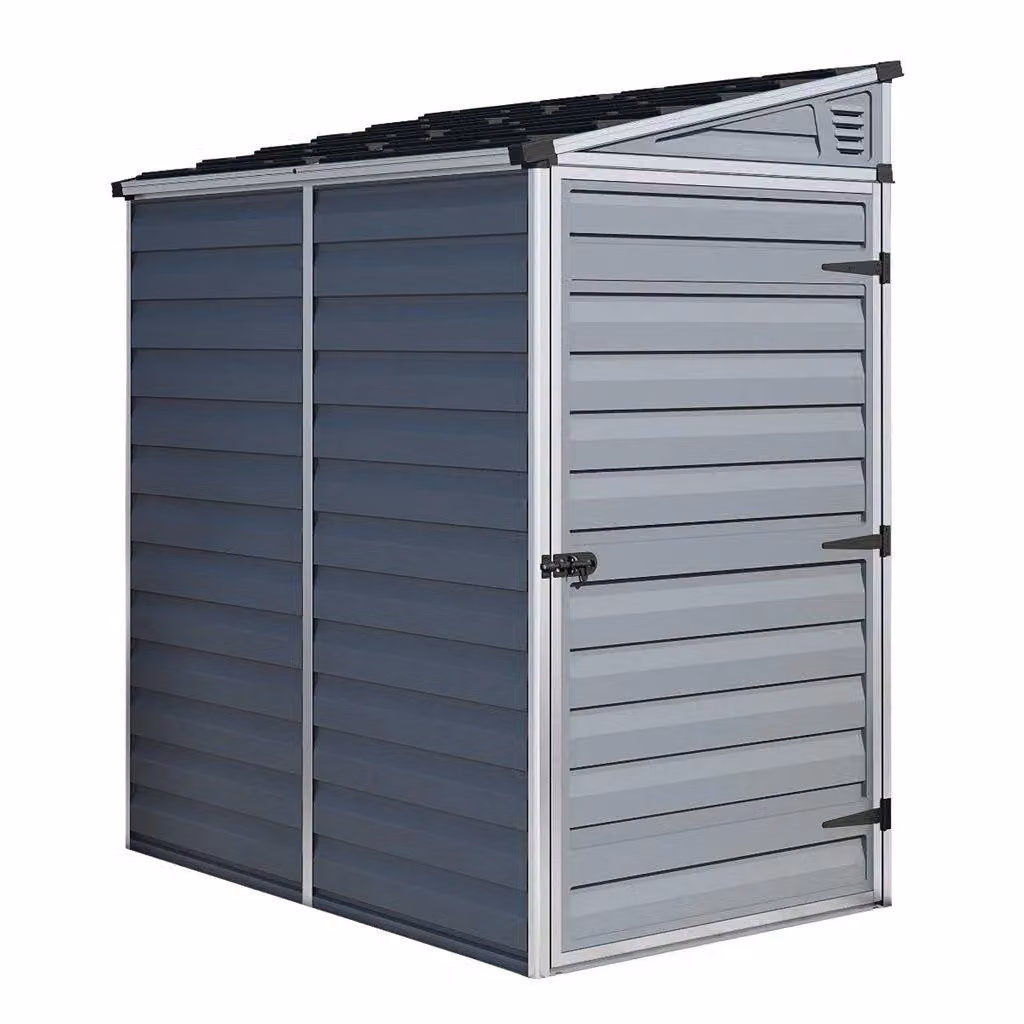Cheshire Single Door Pent Plastic Shed with Skylight in Light Grey – 3