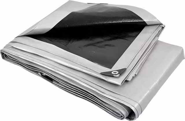 SolaDirect Heavy-Duty Waterproof Tarpaulin Groundsheet with Eyelets, Silver, 2 x 3 m
