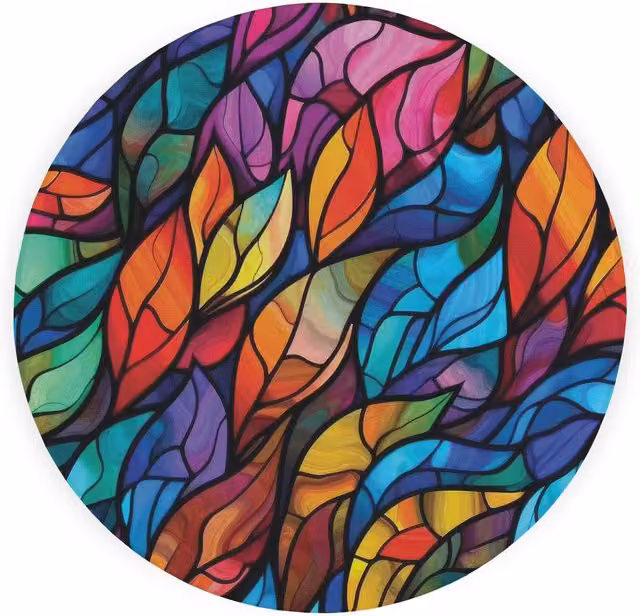 Purely Home Round Stained Glass Pattern Textured Glass Worktop Protector and Chopping Board in Blue and Multicolour