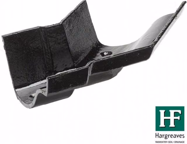 Hargreaves Premier Cast Iron Ogee Gutter External Angle, 135 Degree, 115mm, Black