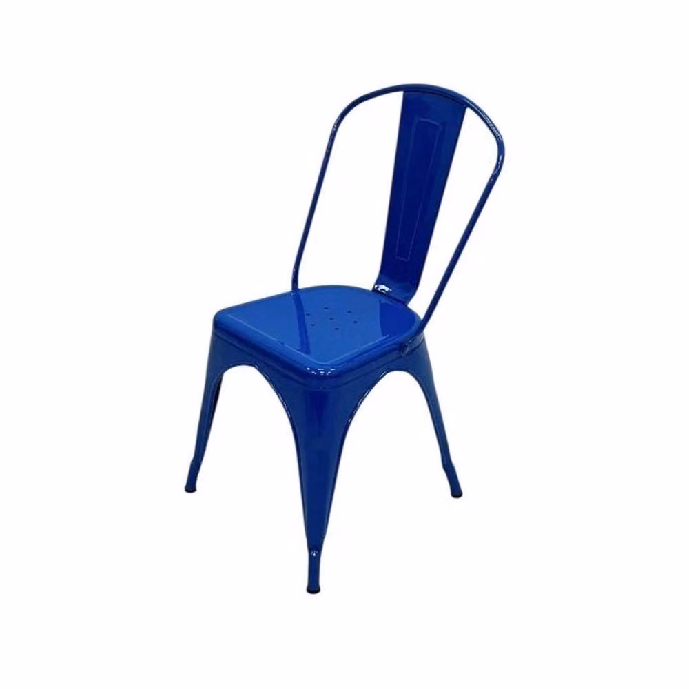 NESTLUNE Set of 4 Blue Metal and Plastic Industrial Dining Chairs – 2