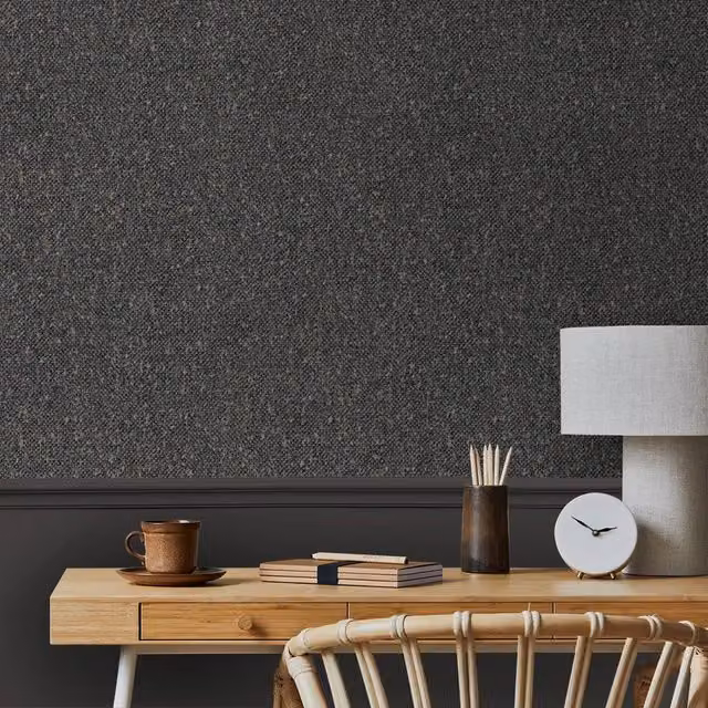Superfresco Easy Hearthbound Texture Charcoal Wallpaper, Black and Anthracite Abstract Design, W: 52 cm x L: 1000 cm