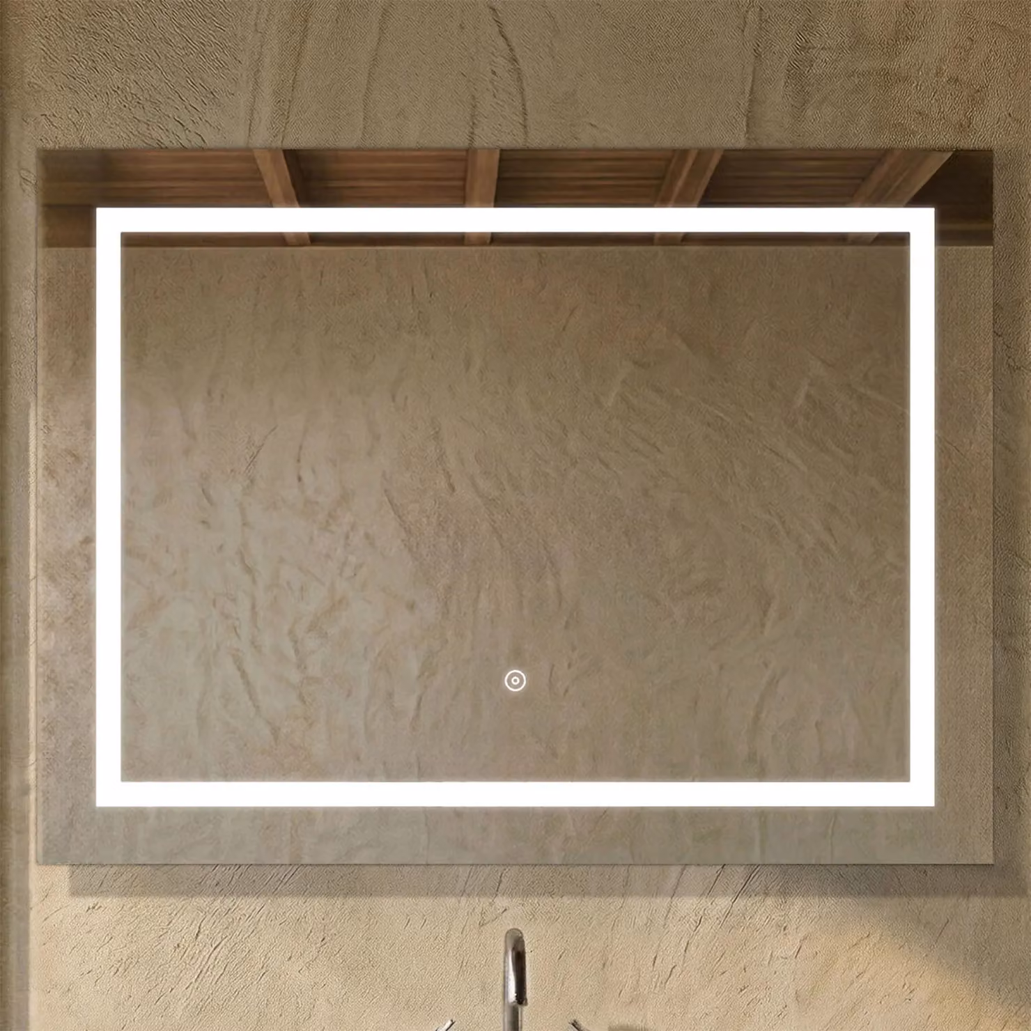 Balterley Rectangular Landscape LED Mirror with Demister, W: 80 cm, H: 50 cm, Chrome in Silver – 2