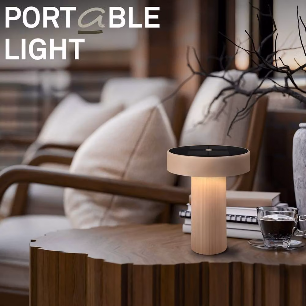 Briloner Poga Rechargeable LED Table Lamp, Beige, H 20 cm x W 16 cm x D 16 cm – 4