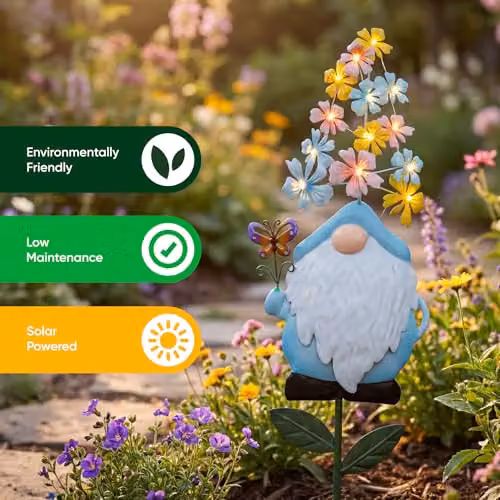 Gardenwize Solar Powered Blue Gnome Decorative Stake Light with LEDs – 4
