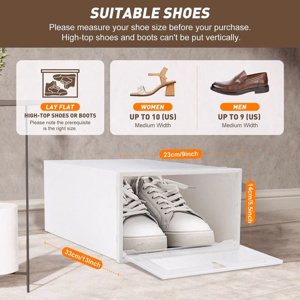 Kelvenix Stackable and Foldable Clear Plastic Shoe Storage Boxes, White – 2