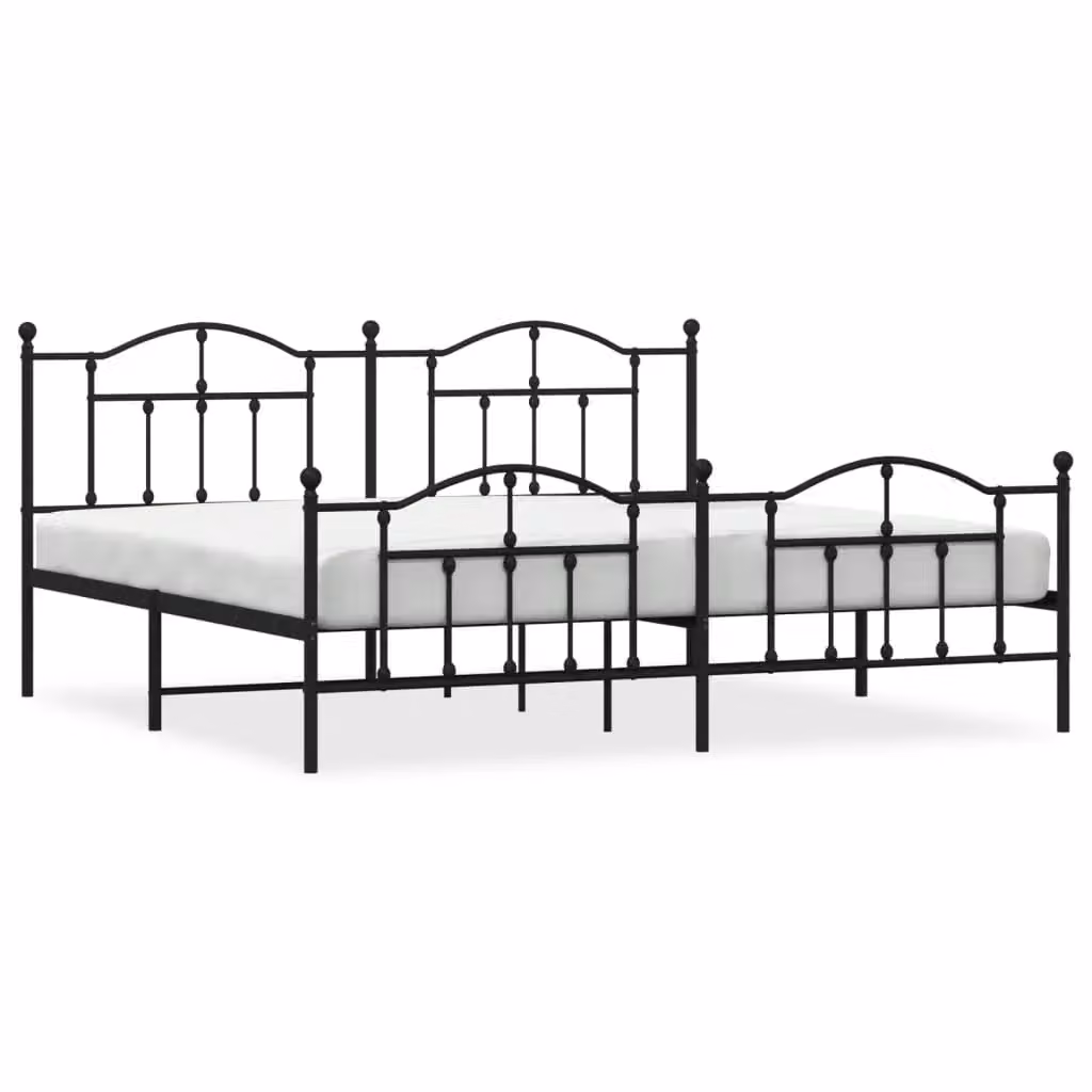 Berkfield Home Metal Bed Frame with Headboard and Footboard in Black, W/D/H: 193 x 203 cm – 2