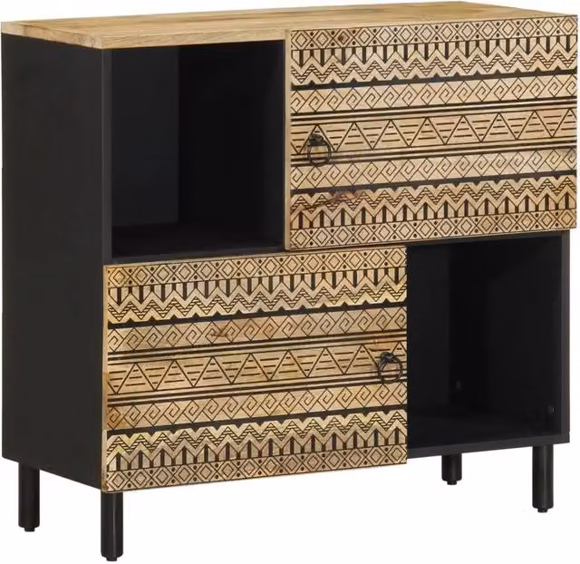 Berkfield Home Industrial Mango Wood Sideboard in Brown, W/D/H: 80 x 33.5 x 75 cm