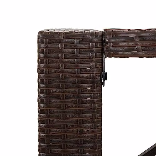 vidaXL Brown Poly Rattan Bar Table with Glass Top, W/D/H: 145 x 80 x 110 cm – 3