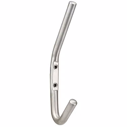 Loops Slimline One Piece Wall Mounted Hat and Coat Hook in Satin Stainless Steel, 5.9 cm Projection