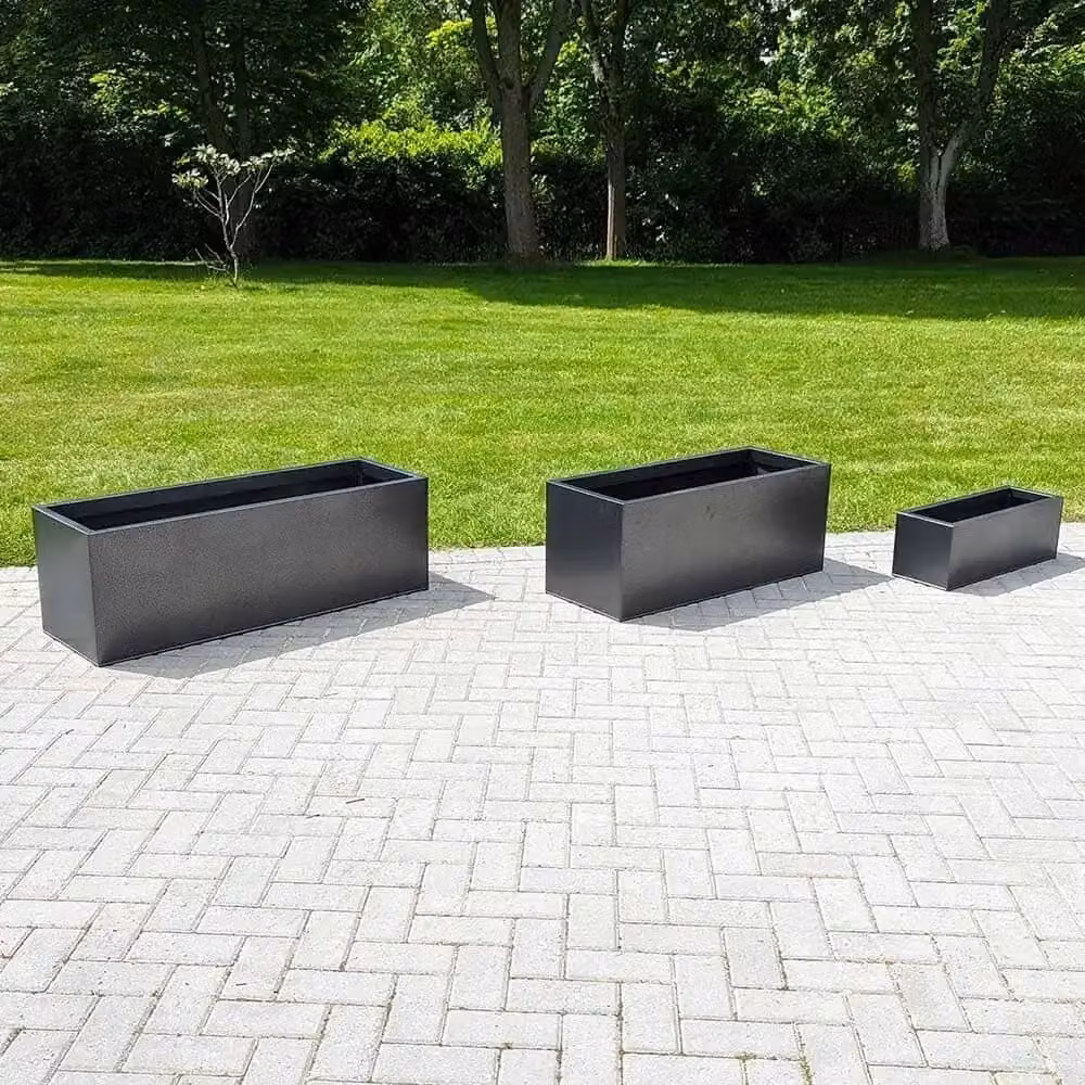 Access Garden Products Galvanised Steel Trough Planter in Silver and Black, W: 70 cm – 5