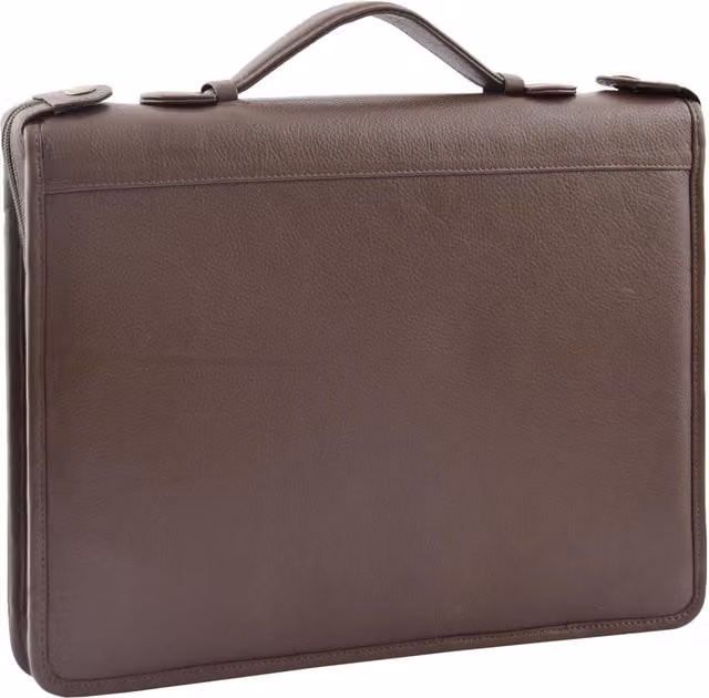House of Leather Real Leather Portfolio Case Ring Binder Organiser HL49 Black and Brown Large – 1