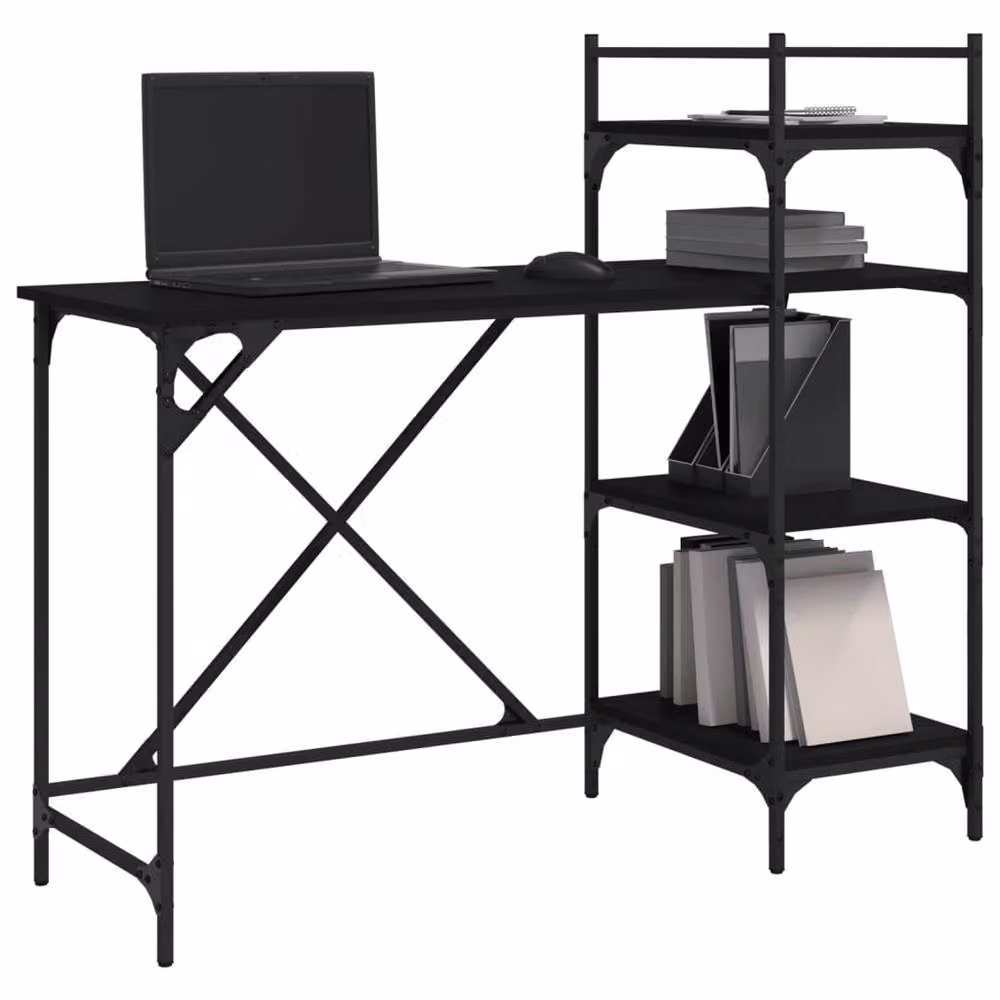 Berkfield Home Computer Desk with Shelves, Black, W/D/H: 120 x 47 x 109 cm – 3