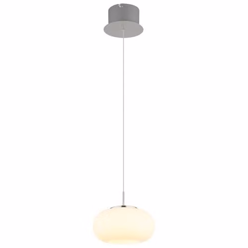 Globo Lighting LED Pendant Light in Silver and White with Opal Glass, Height Adjustable, W/D/H: 20 x 20 x 150 cm – 1