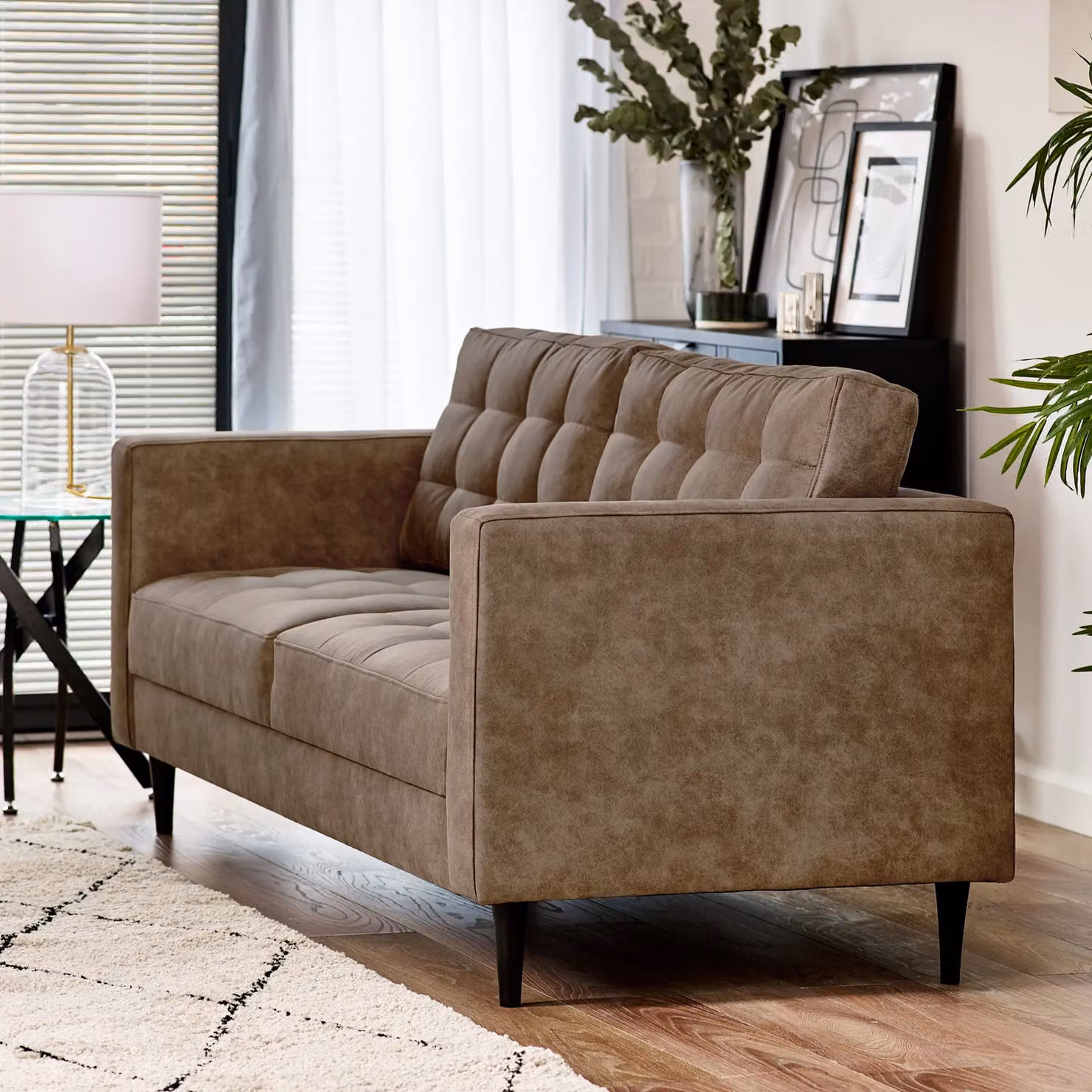 FurnitureboxUK Jade 3 Seater Sofa in Brown Faux Leather with Solid Wood Frame – 2