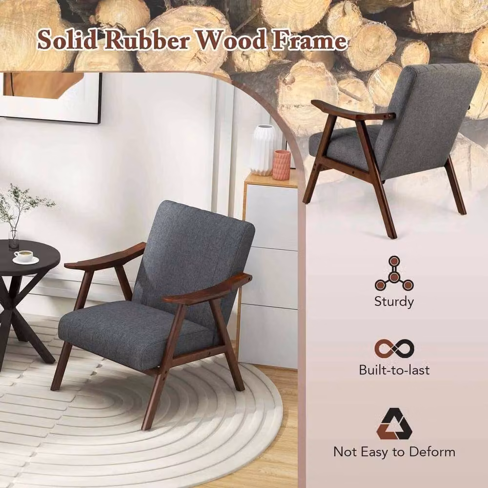 Kelvenix Modern Accent Chair in Grey with Armrests and Solid Wood Frame – 5