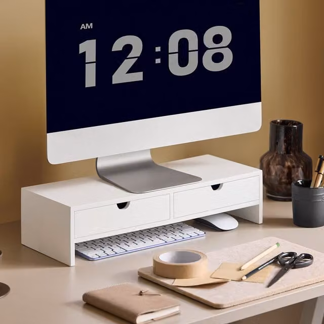 SoBuy Monitor Stand Desk Organiser, White
