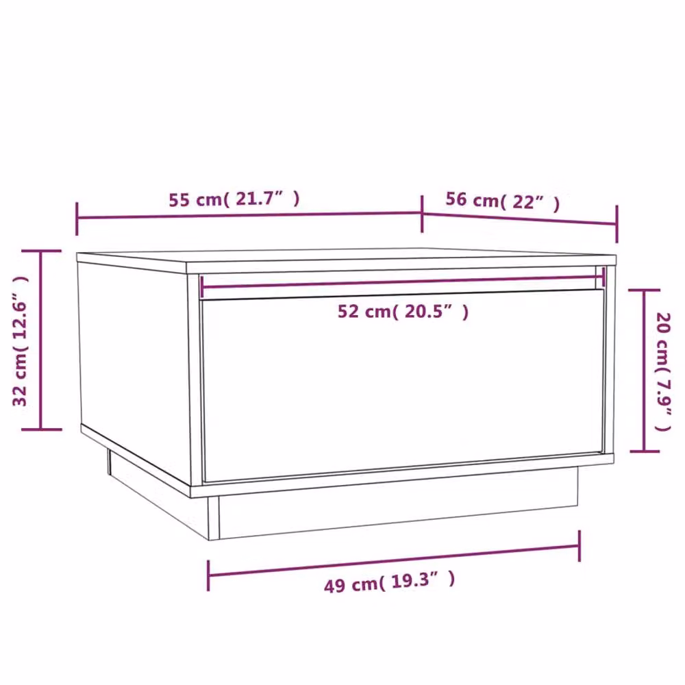 Berkfield Home Solid Wood Pine Coffee Table in Honey Brown, W/D/H: 55 x 56 x 32 cm – 5
