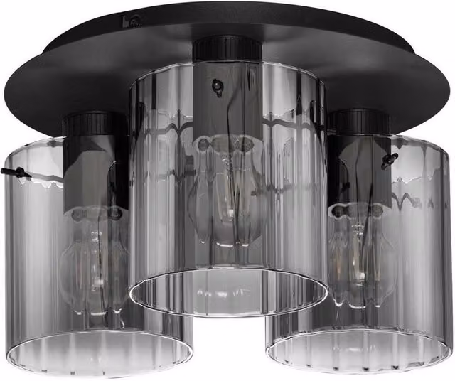 Netlighting Mirbi Shade Cluster Ceiling Light in Grey and Black with Glass Shades and E27 Sockets – 1