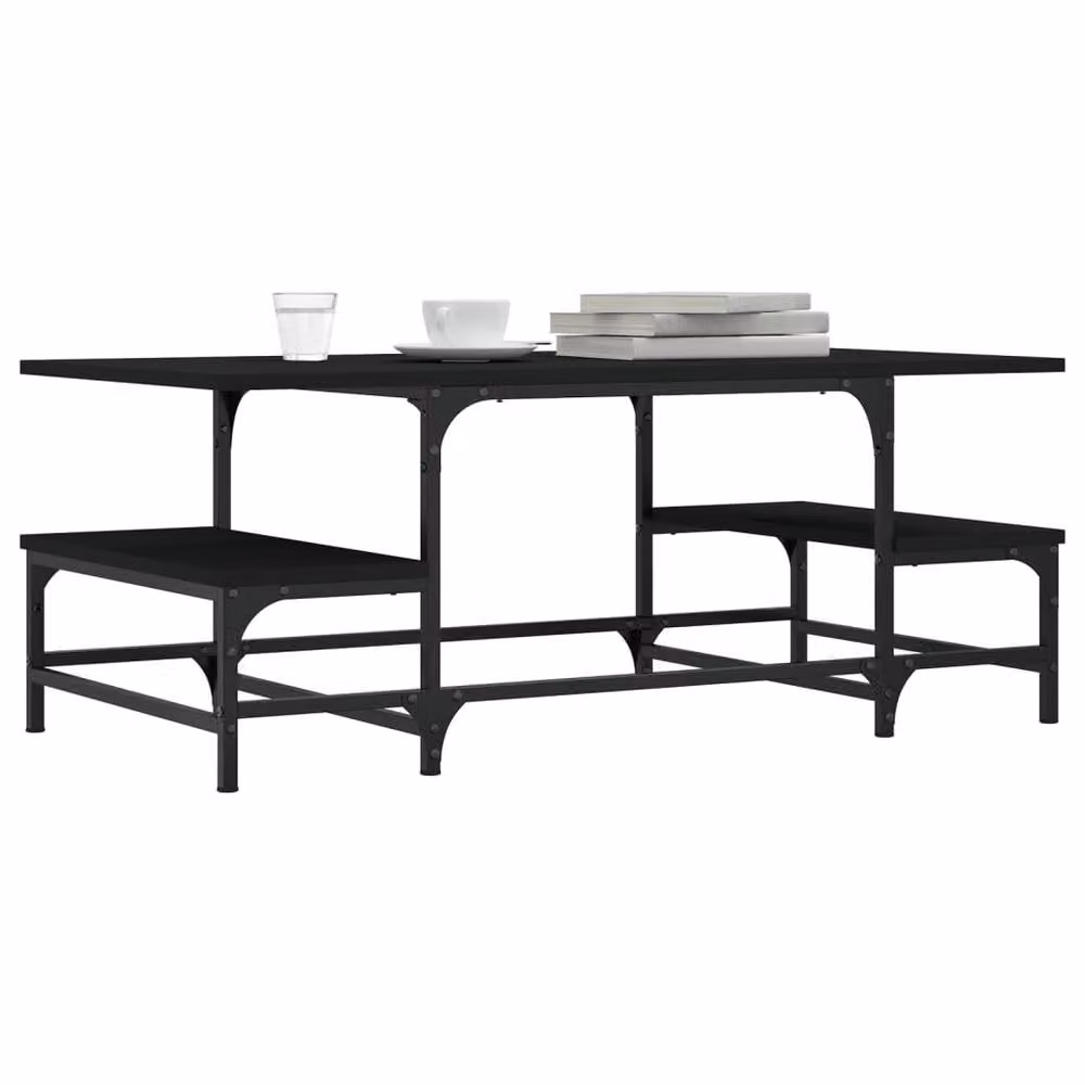 Berkfield Home Black Industrial Coffee Table, W/D/H: 100 x 50.5 x 40 cm – 3