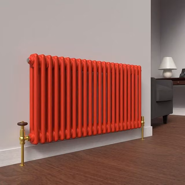 Lux Heat Horizontal 2 Column Steel Radiator in Red, W: 101 cm, H: 50 cm