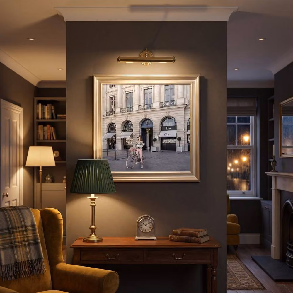 HOME LUXE INTERIOR Dior Joaillerie Champagne Step Frame Wall Art in Khaki and Beige, W/H: 70 x 70 cm – 2