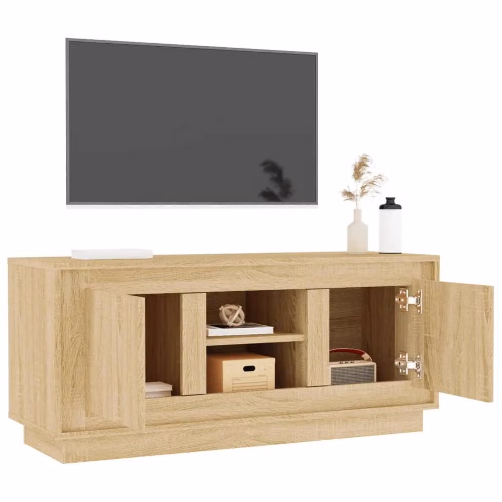 Berkfield Home Modern TV Cabinet in Sonoma Oak and Beige, W/D/H: 102 x 35 x 45 cm – 3