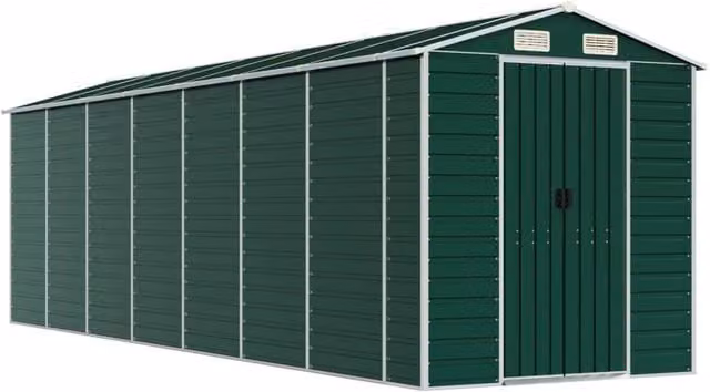 Berkfield Home Green Galvanised Steel Garden Shed W/D/H: 191 x 640 x 198 cm – 1