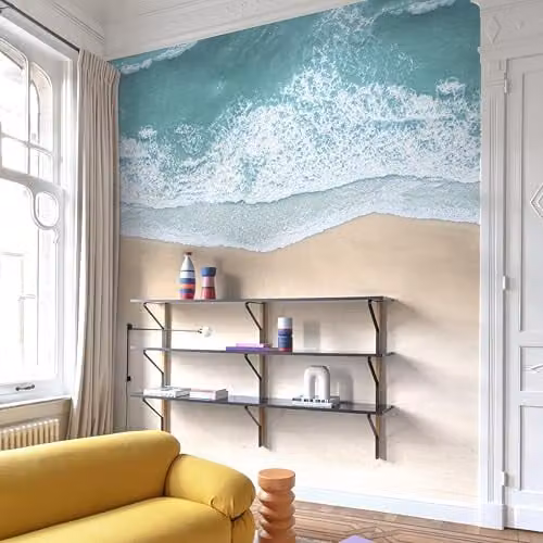Grandeco ML6401 Sea Beach Waves Mural Wallpaper in Sand, Turquoise, Beige and Blue, W: 280 cm, H: 159 cm – 1