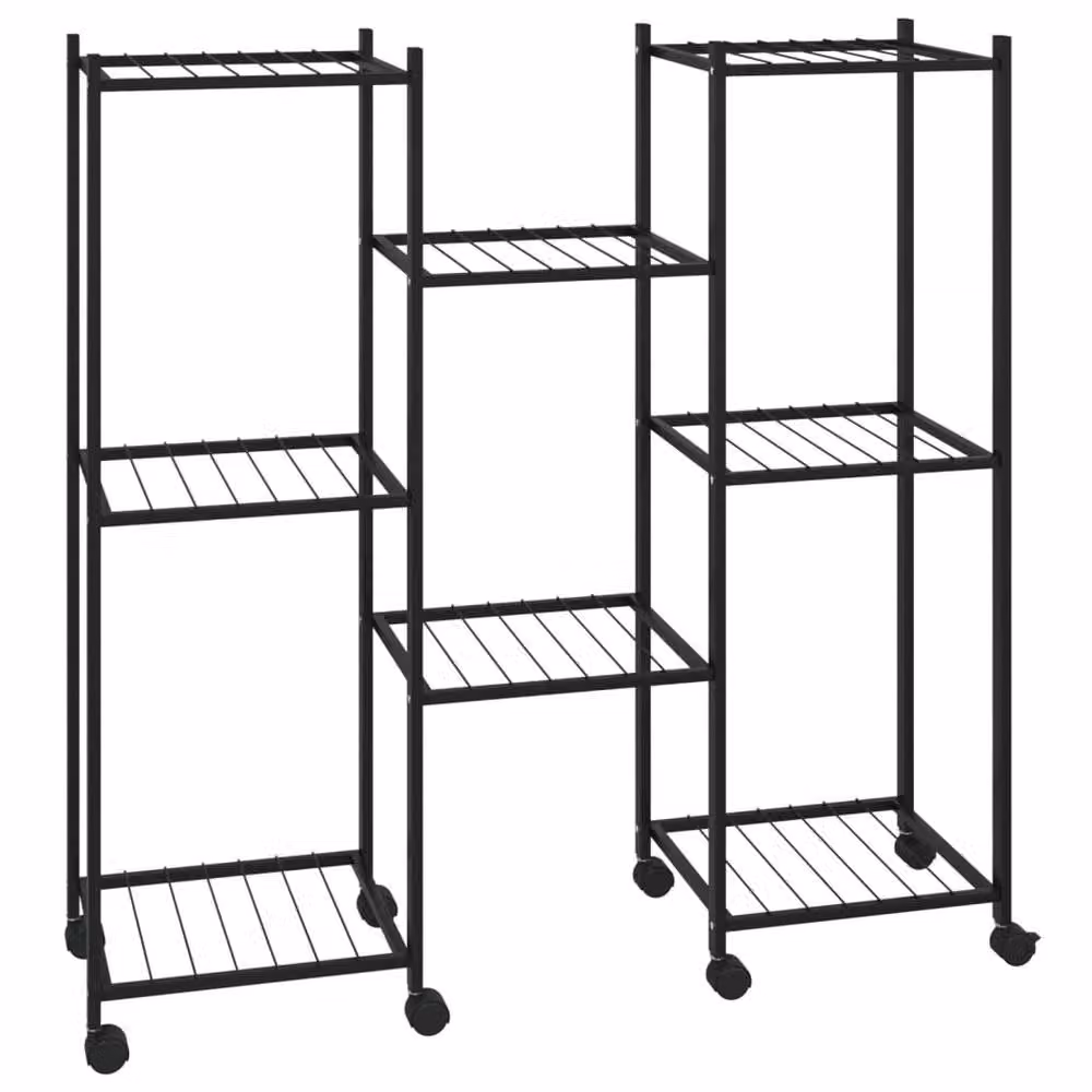 Berkfield Home Black Metal Flower Stand with Wheels, W/D/H: 25 x 25 x 83.5 cm – 2
