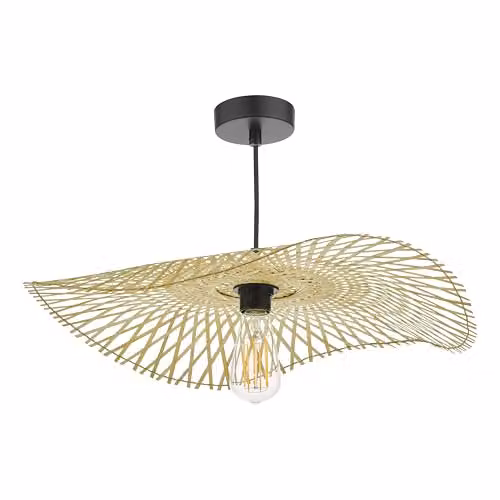 Dar Lighting Deja Easy Fit Rattan Pendant Light in Brown and Beige – 1