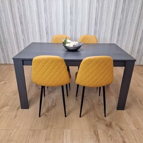 KOSY KOALA Modern Grey Rectangular Dining Table and 4 Yellow Chairs Dining Room Set