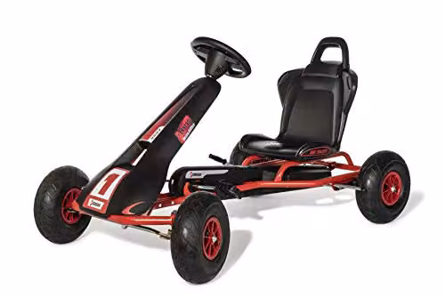 Ferbedo Go AR 8R Go-Kart in Black and Red with Sound Steering Wheel and Pneumatic Tyres, W/D/H: 112 x 40 x 60 cm – 2