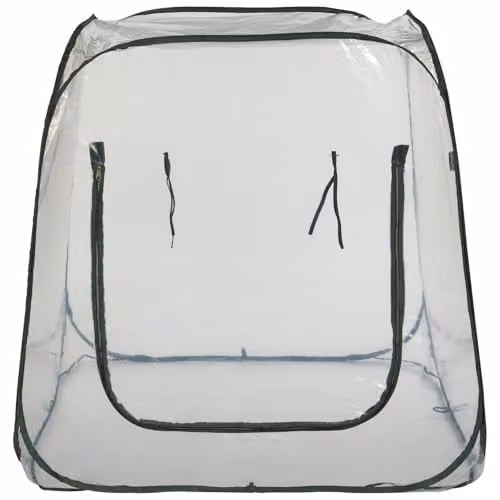 Clifford James Portable Pop-Up Garden Cloche Mini Greenhouse with Roll-Up Door, White and Transparent Plant Protection Cover for Vegetable, Herb and Ornamental Gardens