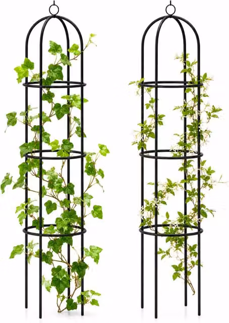 Garden Mile 2-Pack Metal Garden Obelisk Plant Support Frames in Black, H 190 cm x W 40 cm x D 40 cm