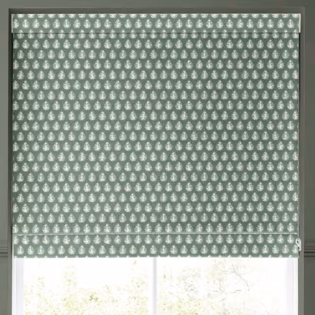 Emily Bond Jaipur Made to Measure Blackout Roman Blind in Green Floral Design