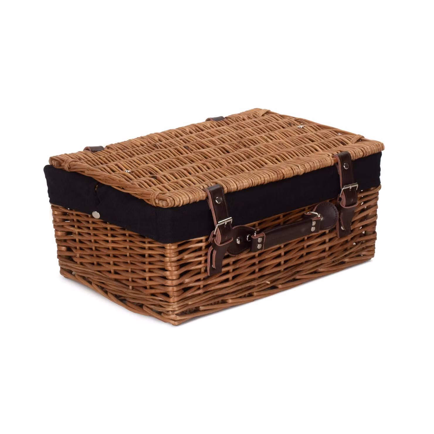 Red Hamper Double Steamed Wicker Picnic Basket with Brown Cotton Lining, W/D/H: 41 x 30 x 19 cm – 2