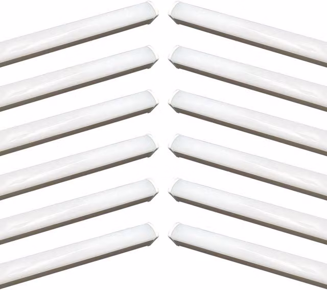 First Choice Lighting Set of 12 White LED Batten Strip Lights, 40W, Cool White