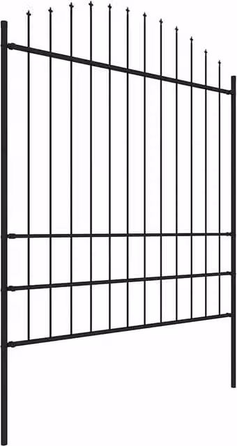 Berkfield Home Durable Steel Garden Fence with Spear Top, Black, H: 200 cm, L: 11.9 m
