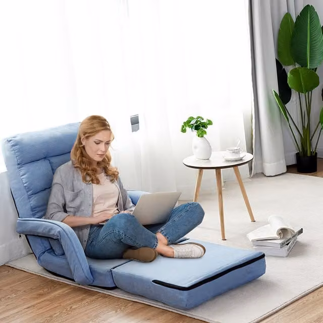 Costway Blue Folding Lazy Sofa Recliner Chair for Adults
