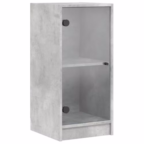 vidaXL Modern Side Cabinet with Glass Doors in Concrete Grey, W/D/H: 75.5 x 35.0 x 37.0 cm – 1