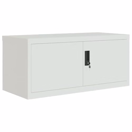 vidaXL Modern Metal File Cabinet in Matt Grey with Lock and Adjustable Shelves, W/D/H: 90 x 40 x 110 cm – 2
