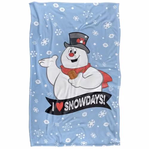 LOGOVISION Frosty The Snowman I Love Snowdays Super Soft Silky Touch Fleece Throw Blanket, Multicolour, W/D/H: 91 x 147 x 1 cm – 1