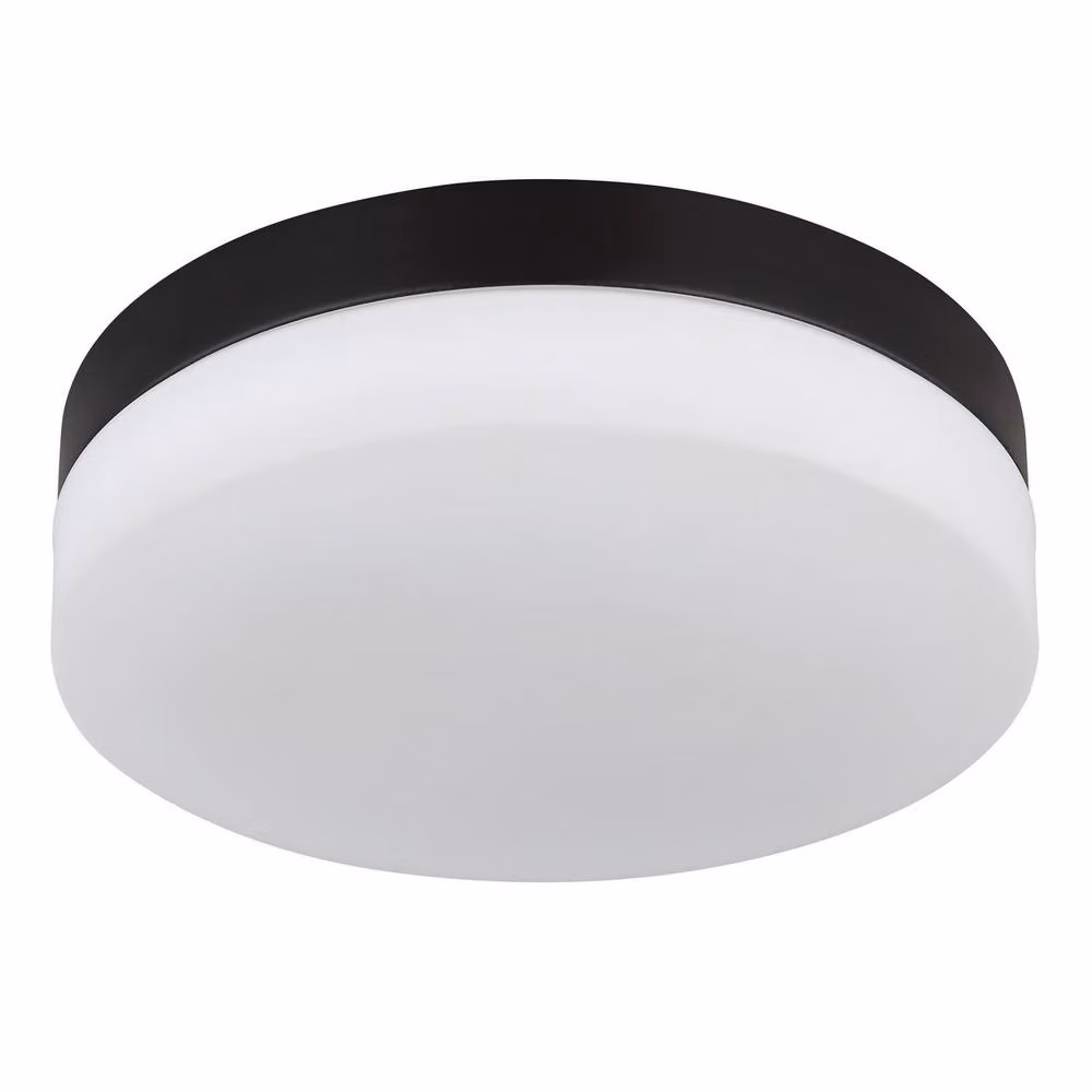 Netlighting Vranos Outdoor Flush Ceiling Light in Matt Black with Opal Glass Shade, IP44, 2x E27 – 2
