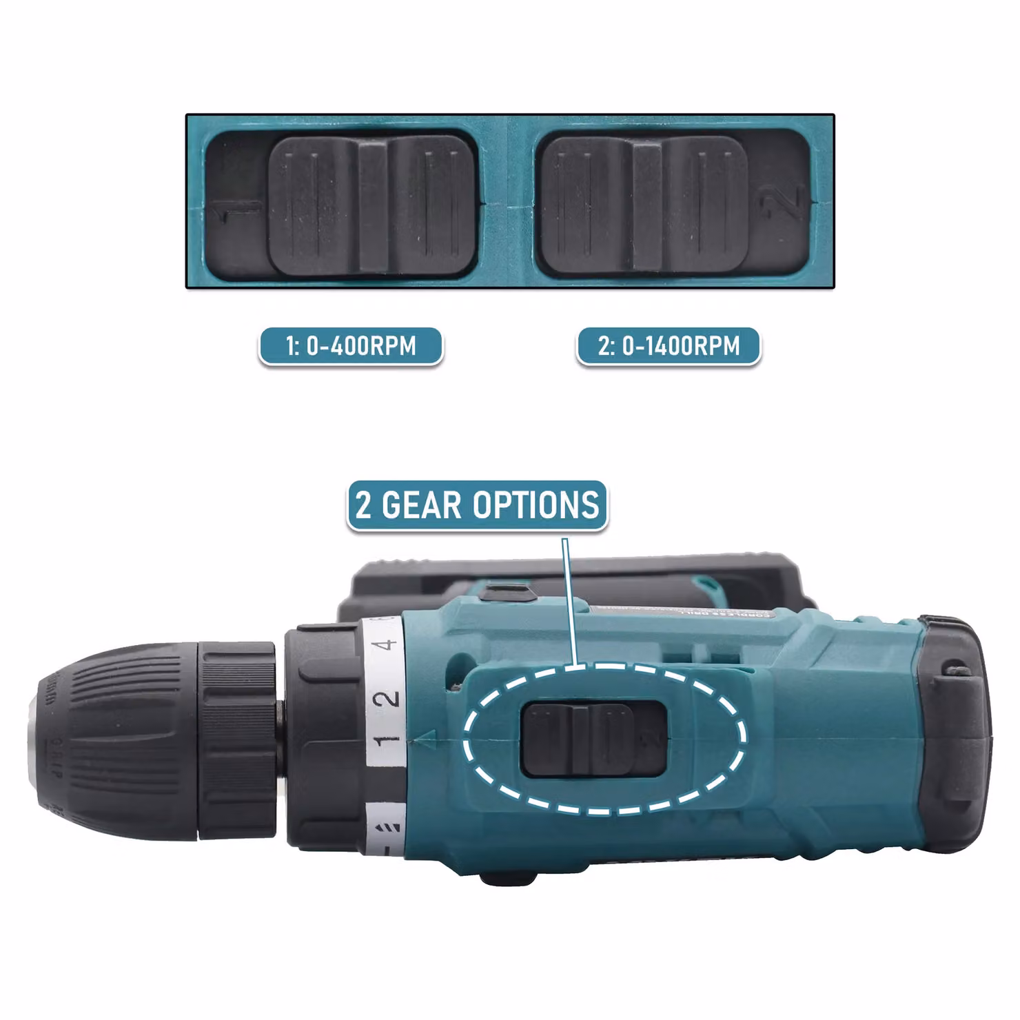 MYLEK 21V Cordless Li-ion Electric Drill and Screwdriver Set in Blue – 3