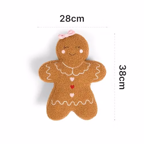 OHS Gingerbread Girl Boucle Christmas Cushion, Brown, W/D/H: 38 x 28 x 5 cm – 4