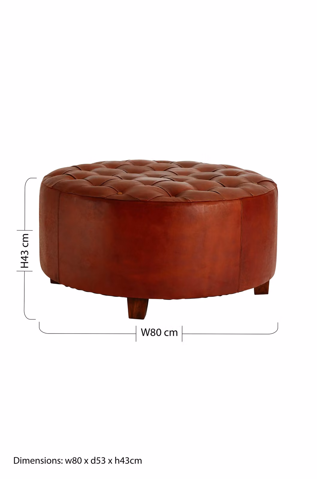 Orsina Modern Brown Leather Cylindrical Button Tufted Stool – 3