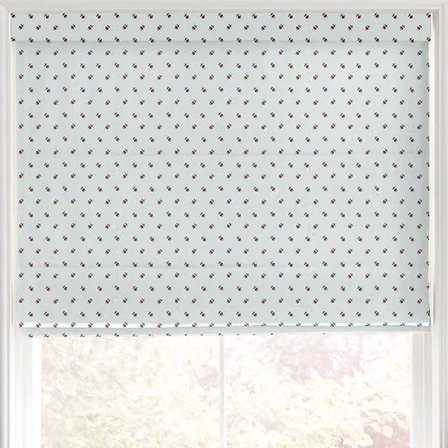 Cath Kidston Rose Bud Made to Measure Blackout Roman Blind in Mint Green Floral Design