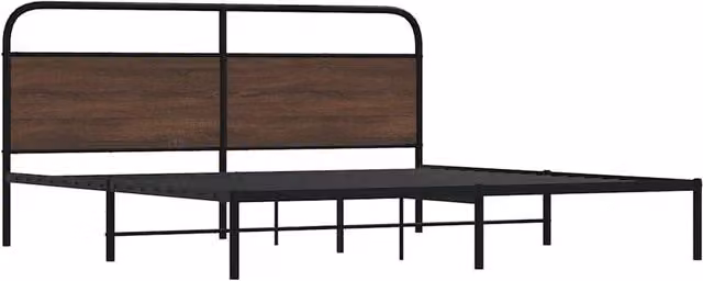 Berkfield Home Metal Bed Frame in Brown Oak, Super King, W/D/H: 180 x 200 cm