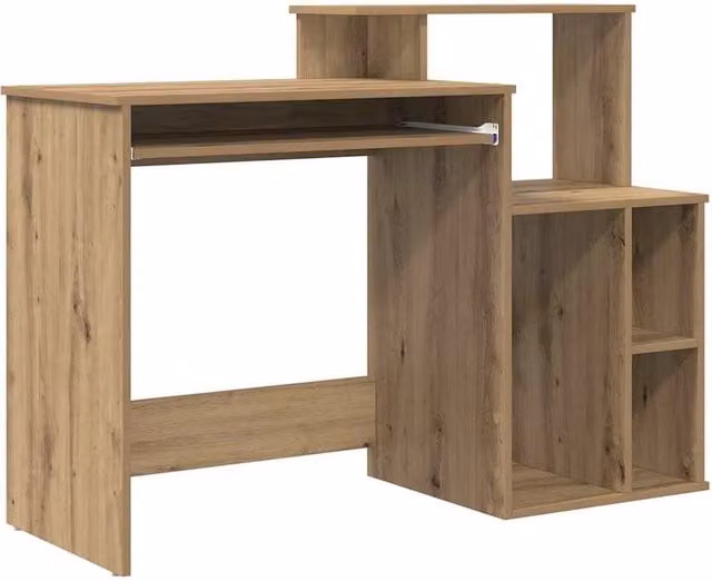Berkfield Home Artisan Oak Writing Desk in Brown, W/D/H: 120.5 x 44 x 88.5 cm